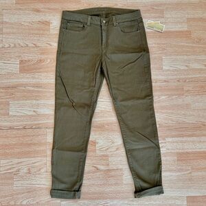 NWT Michael Kors Army Green Duffle Skinny Stretch Jeans 6